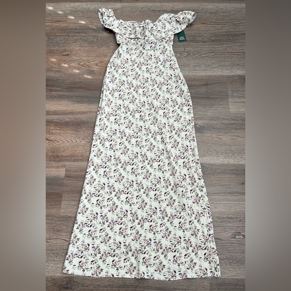 NWT Flounce Sleeve Maxi Empire Waist Dress - Wild Fable Off-White Floral XXS - Picture 2 of 8